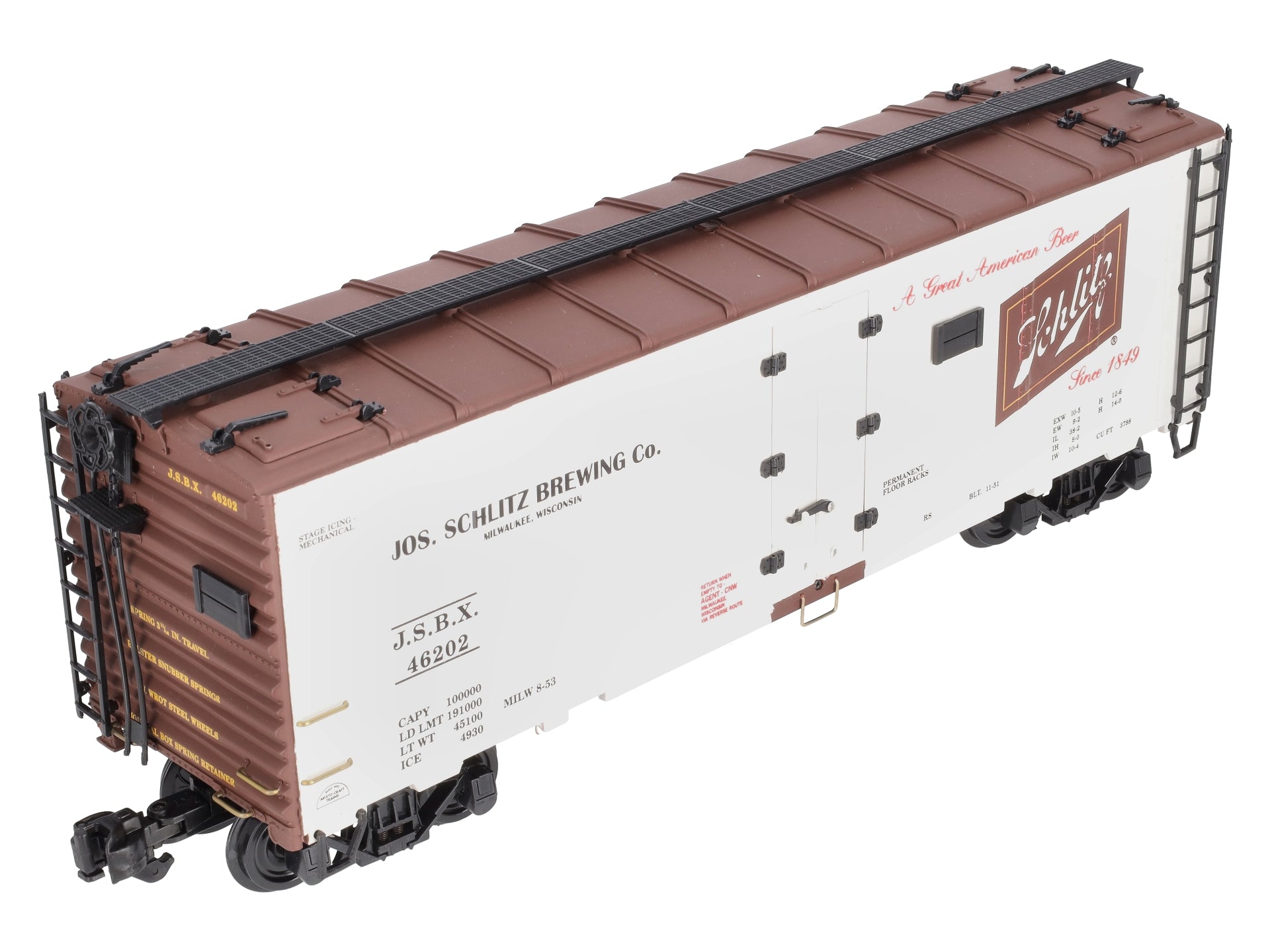 Aristo-Craft 46202 G Scale Schlitz Refrigerator Car (Plastic Wheels)
