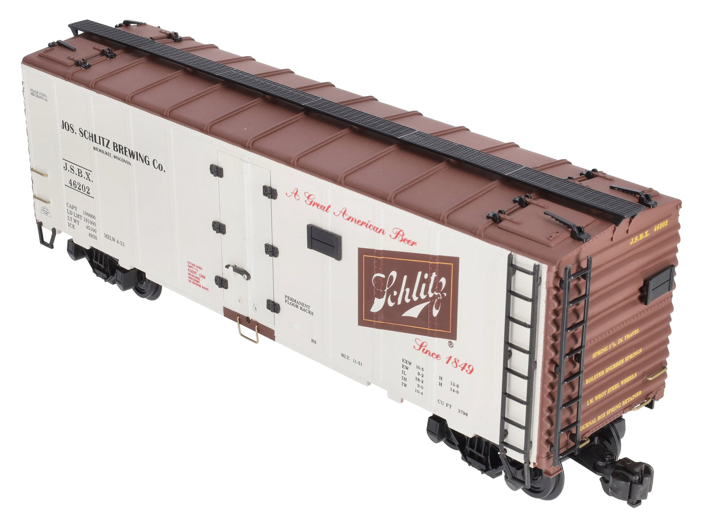 Aristo-Craft 46202 G Scale Schlitz Refrigerator Car (Plastic Wheels)
