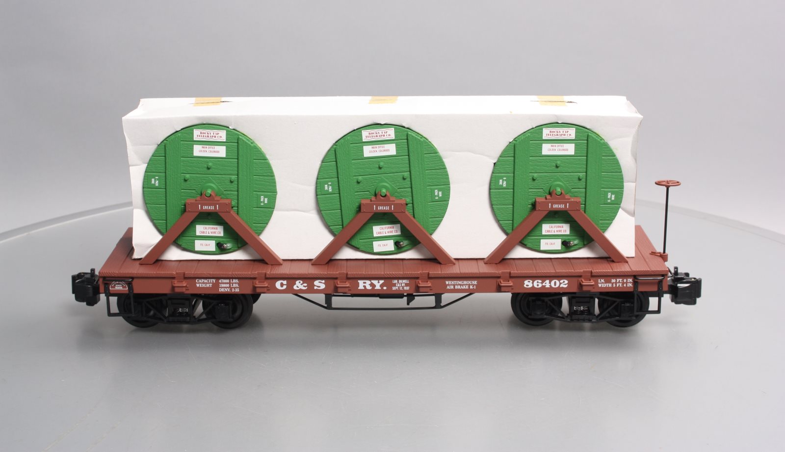 Aristo-Craft 86402 G Scale Colorado & Southern Flatcar With Cable Reel Load