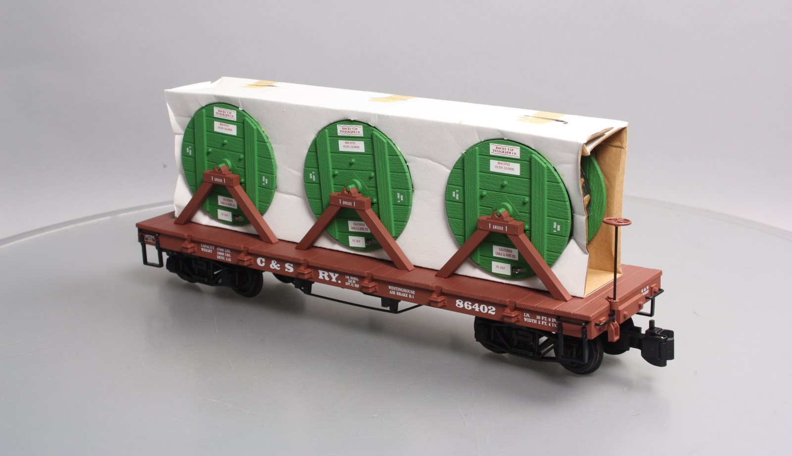 Aristo-Craft 86402 G Scale Colorado & Southern Flatcar With Cable Reel Load
