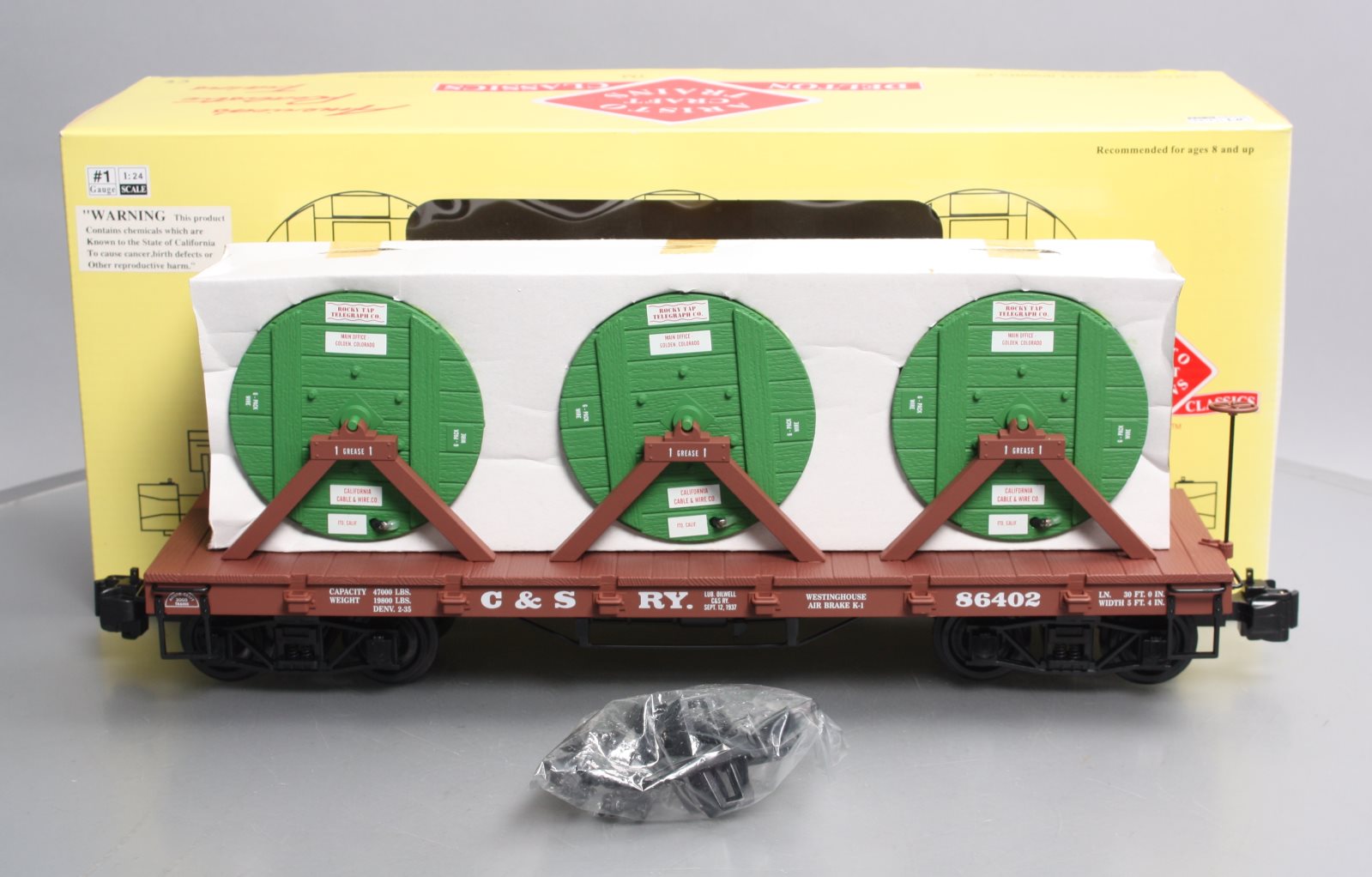 Aristo-Craft 86402 G Scale Colorado & Southern Flatcar With Cable Reel Load