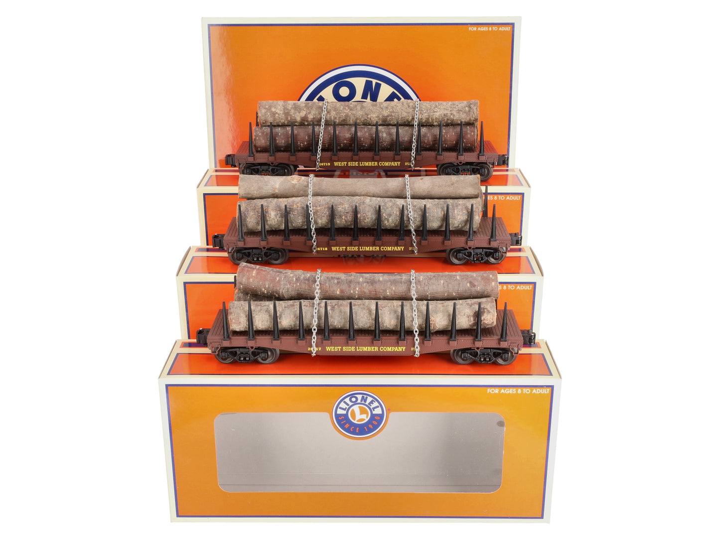 Lionel 6-17564 O West Side Lumber Shay Log Cars: #26717,#26718,#26719 (Set of 3)