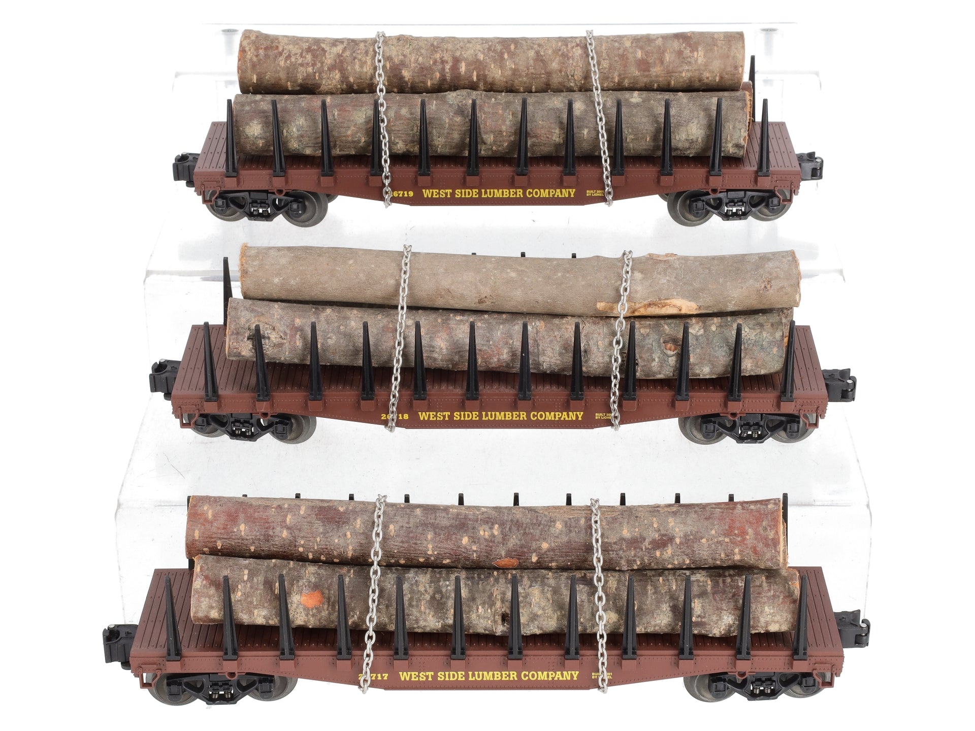 Lionel 6-17564 O West Side Lumber Shay Log Cars: #26717,#26718,#26719 (Set of 3)