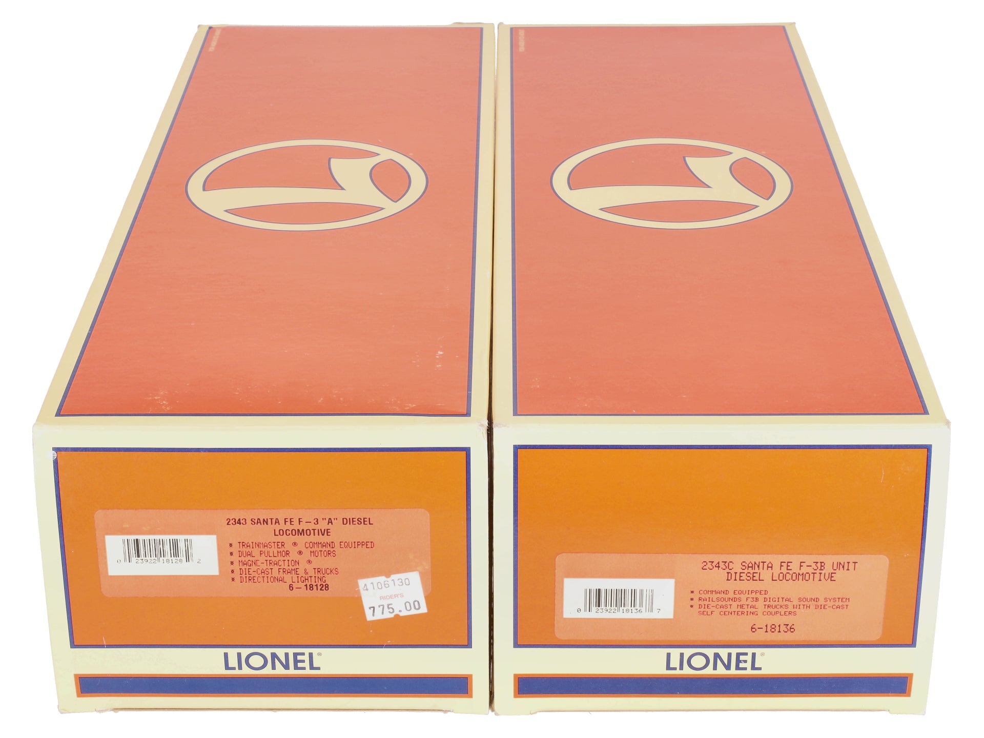 Lionel 6-18130 O Gauge Santa Fe F3 AB Diesel Locomotives #2343/2343C NIB