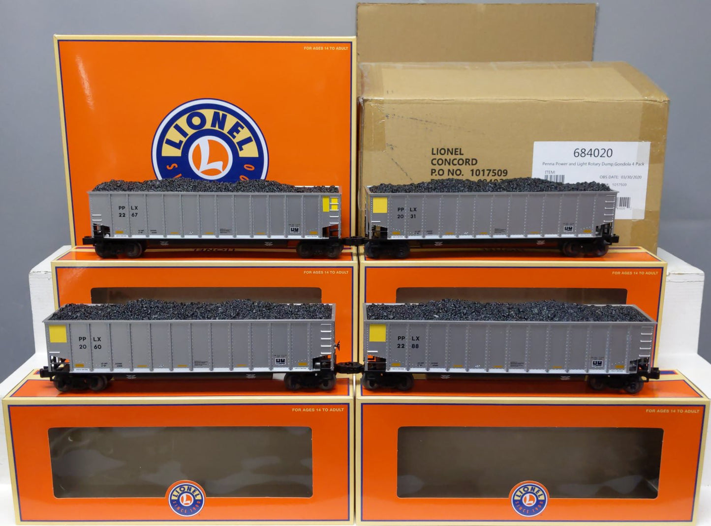 Lionel 6-84020 O Gauge Pennsylvania Power & Light Rotary Gondolas (Pack of 4)