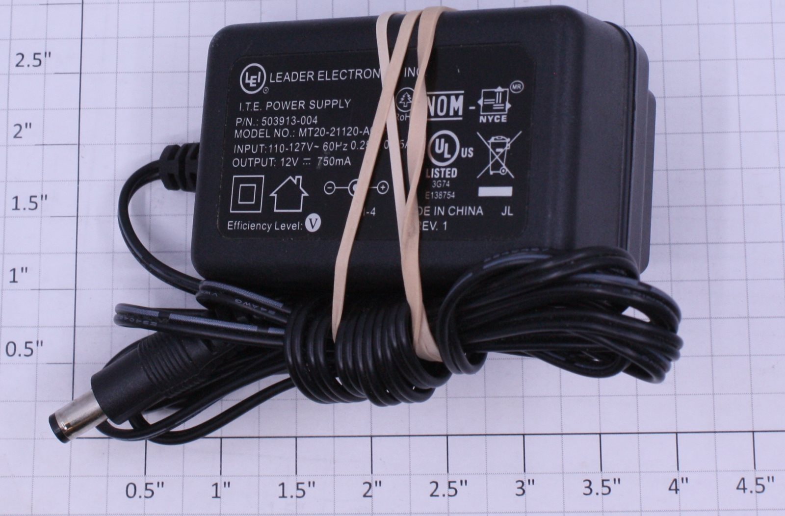 Acme 503913-004 AC-DC Adaptor 12VDC @ 750mA Output Power Supply