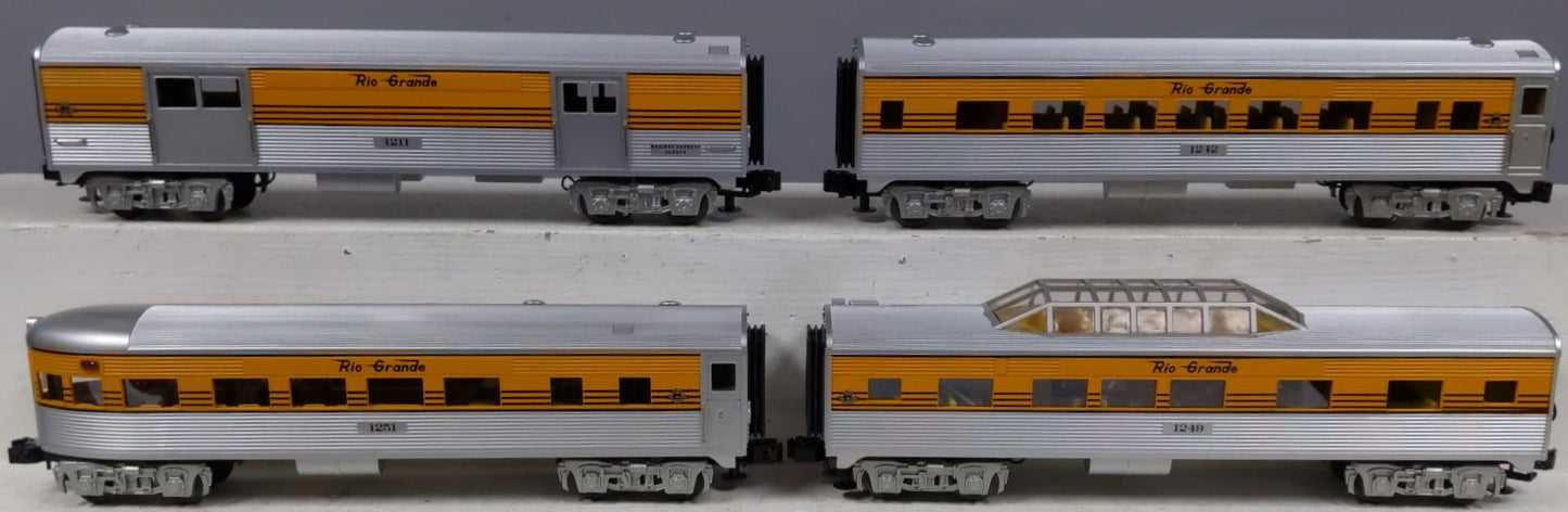 MTH 30-6139 O D&RGW RailKing O-27 Streamlined Passenger Car Set (Set of 4) LN/Box