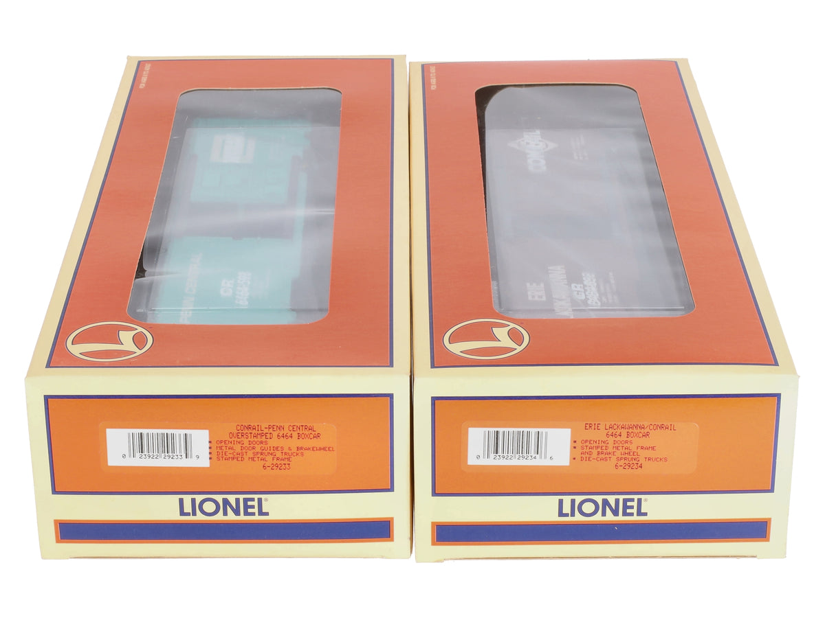 Lionel 6-21756 O Gauge Overstamped CR/PC Boxcars (Set of 2) LN/Box
