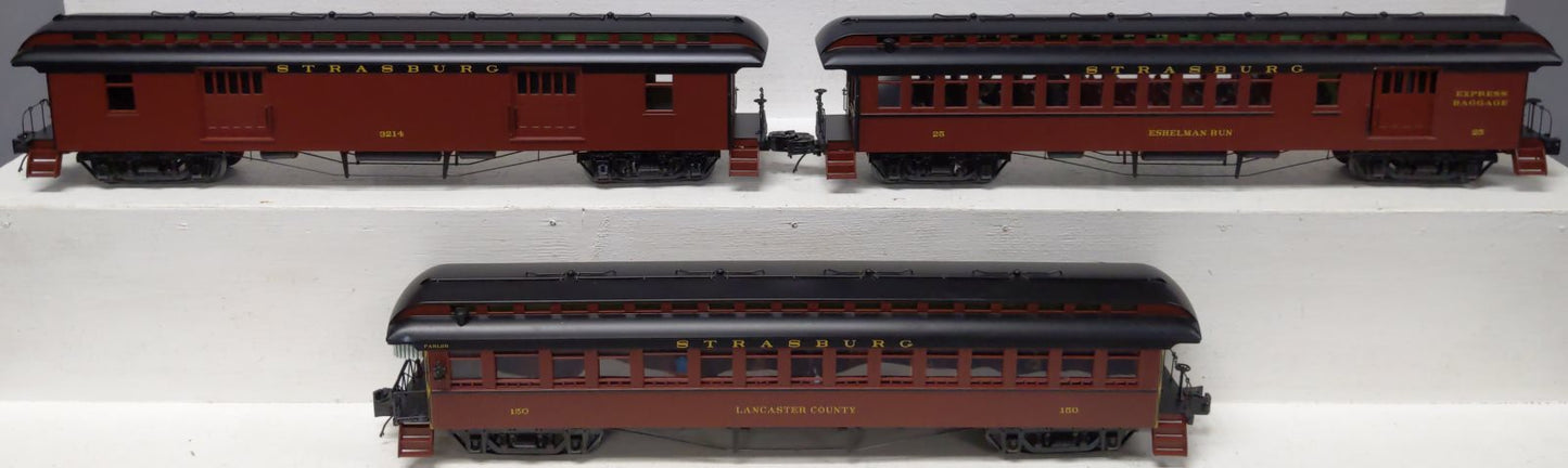 MTH 20-62066 O Strasburg 64' Woodsided Passenger Car Add-On Set (Set of 3)