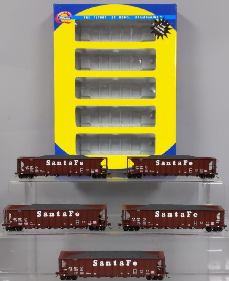 Athearn 94614 HO Santa Fe Ortner 5-Bay Rapid Discharge Hopper (Pack of 5)