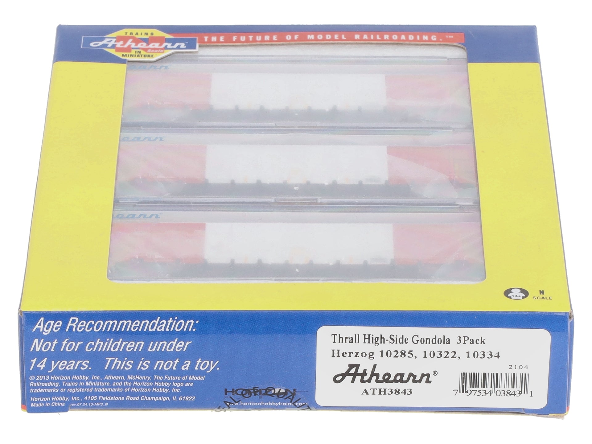 Athearn 3843 N Herzog/White Thrall High Side Gondola with Load #3 (Pack of 3)