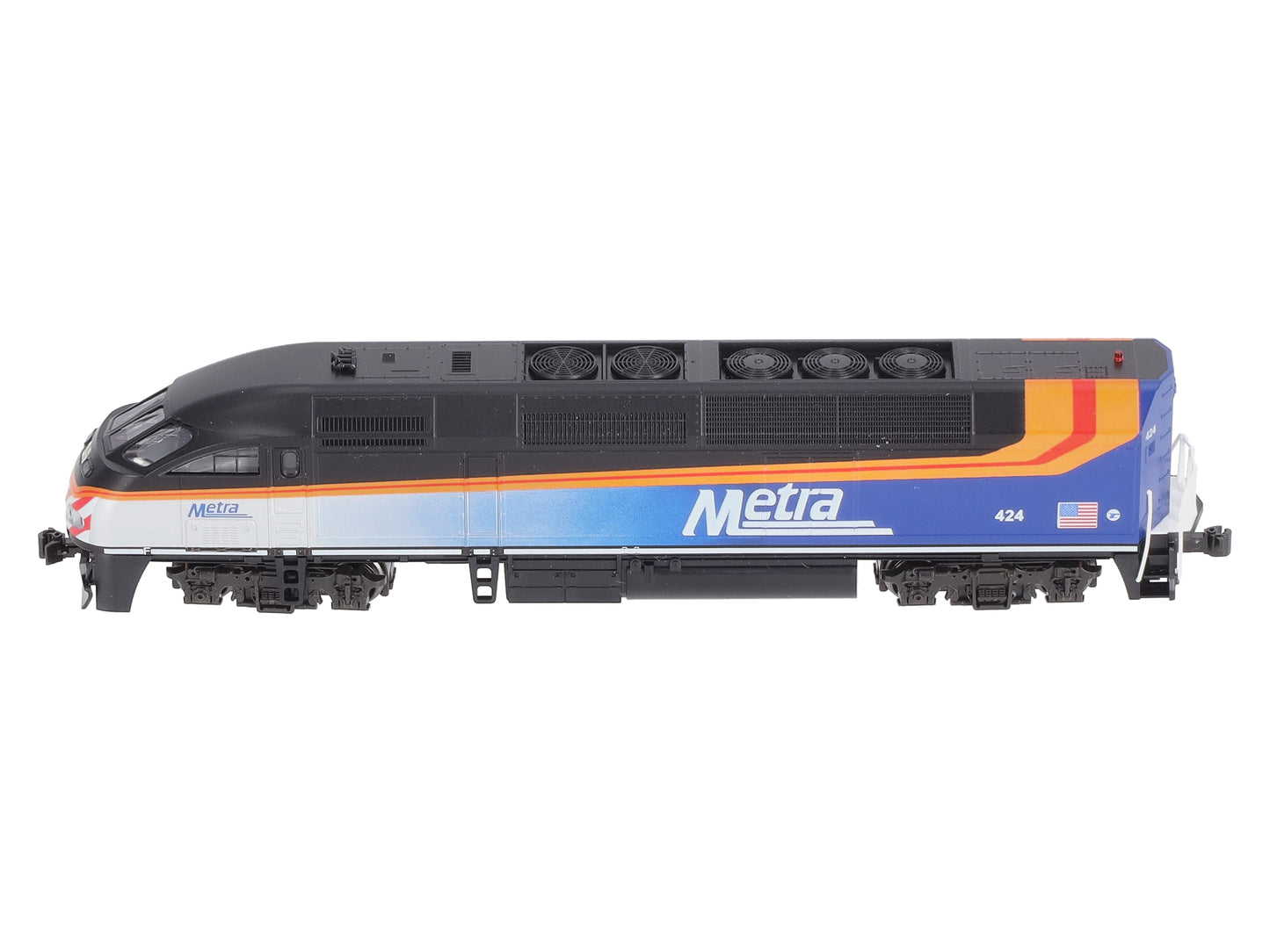 Kato 176-6124-DCC N Chicago Metra Black Roof MP36PH Diesel Locomotive w/DCC #424