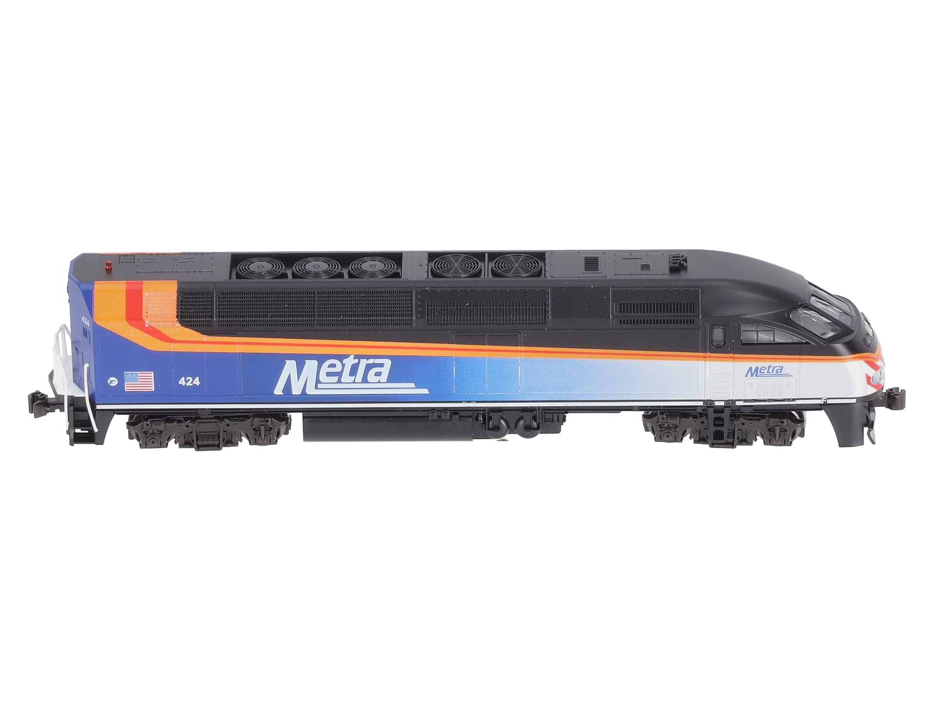 Kato 176-6124-DCC N Chicago Metra Black Roof MP36PH Diesel Locomotive w/DCC #424