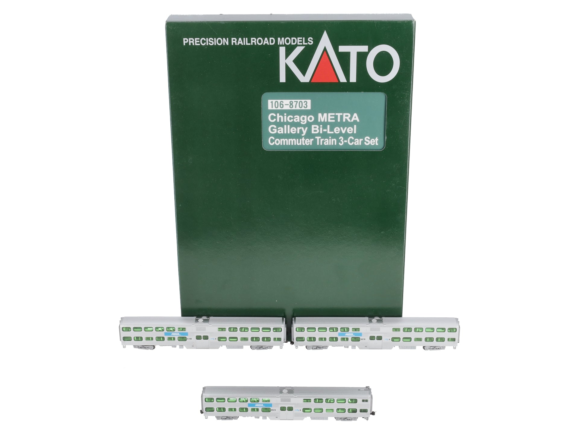 Kato 106-8703 N Scale Chicago METRA Gallery Bi-Level Commuter Train Set LN/Box