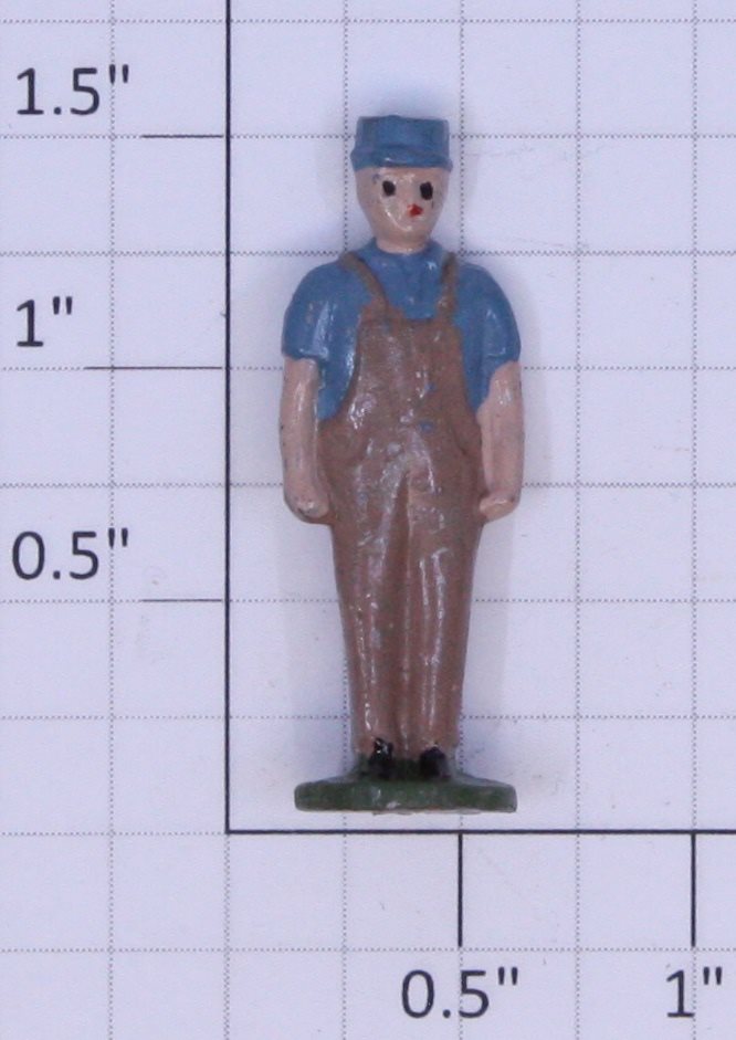 American Flyer FIG0203 Metal Wayside Station Cart Man Figure with Blue Hat