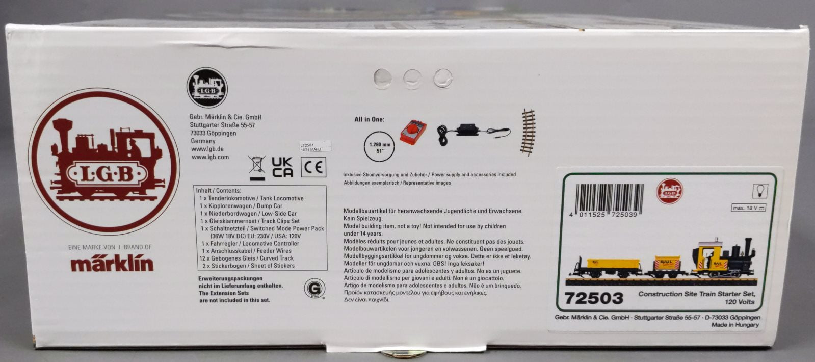 LGB 72503 Railworks Works G Gauge Steam Starter Train Set