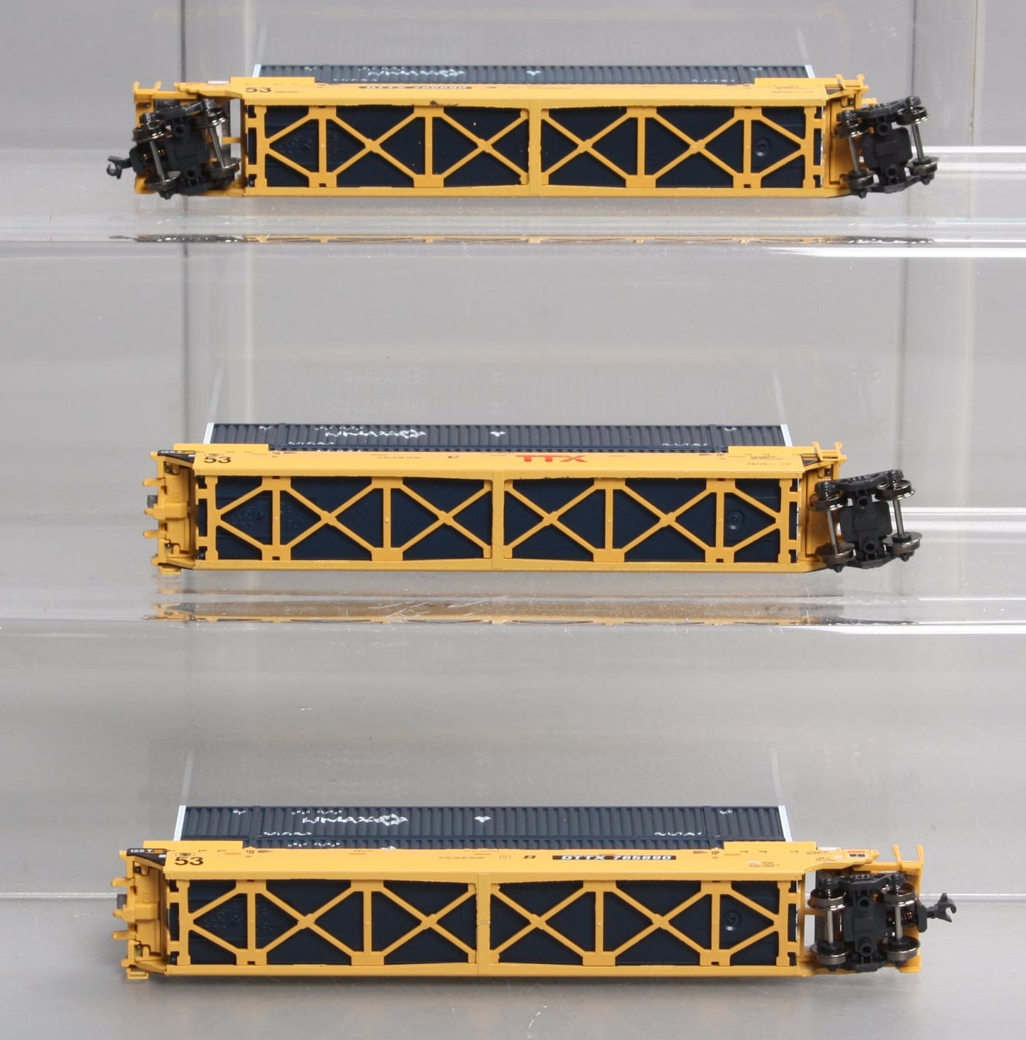 Kato 106-6172 N MAXI-IV 53' Stack Car 3pk TTX New Logo #765690 w/UMAX Cont