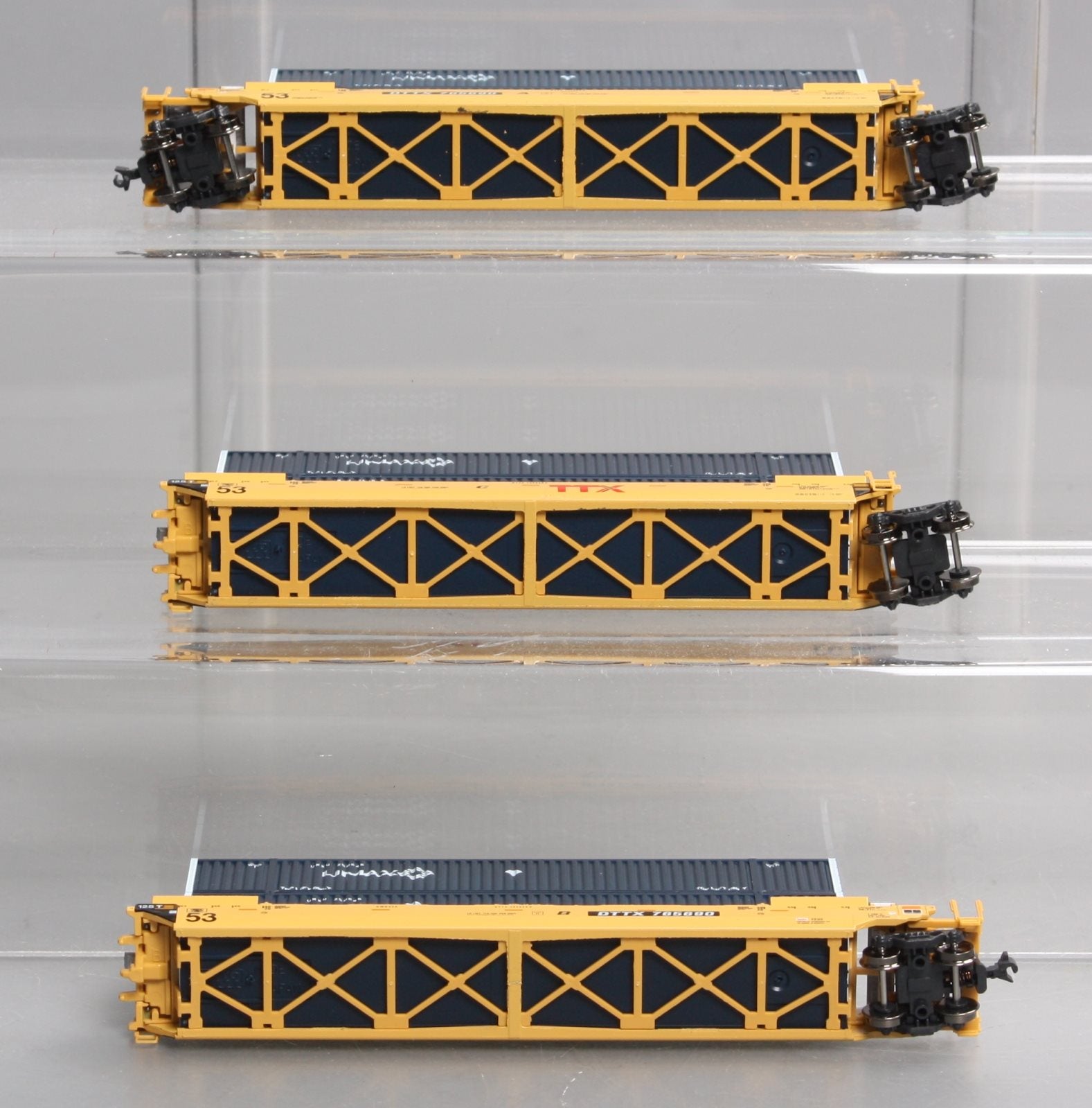 Kato 106-6172 N MAXI-IV 53' Stack Car 3pk TTX New Logo #765690 w/UMAX Cont