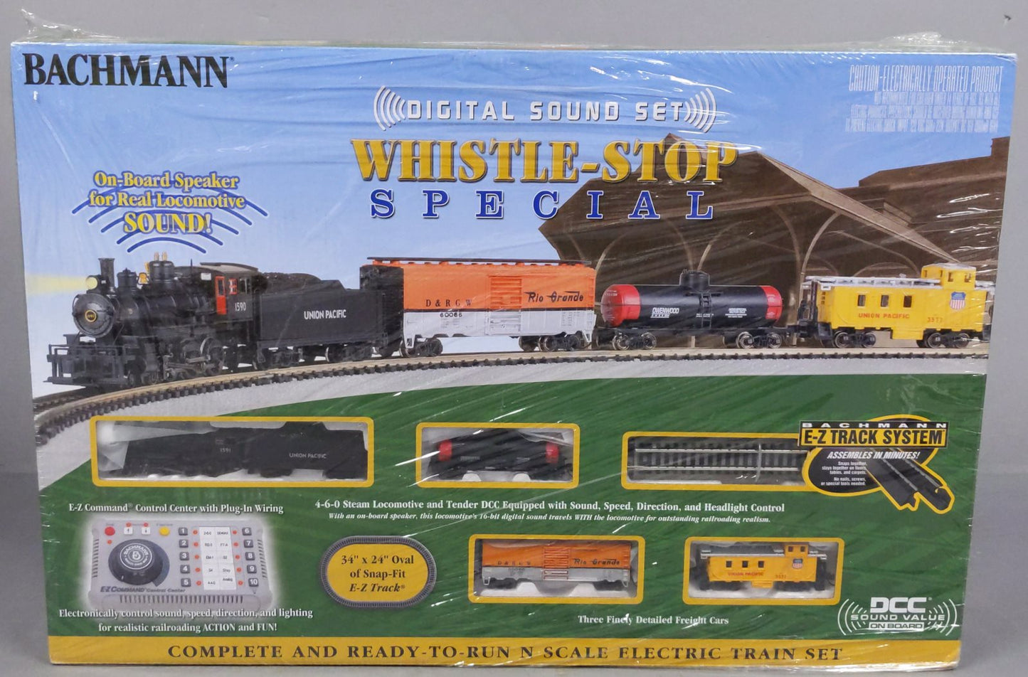 Bachmann 24133 N Scale Whistle-Stop Special Steam Starter Freight Train Set MT/Box
