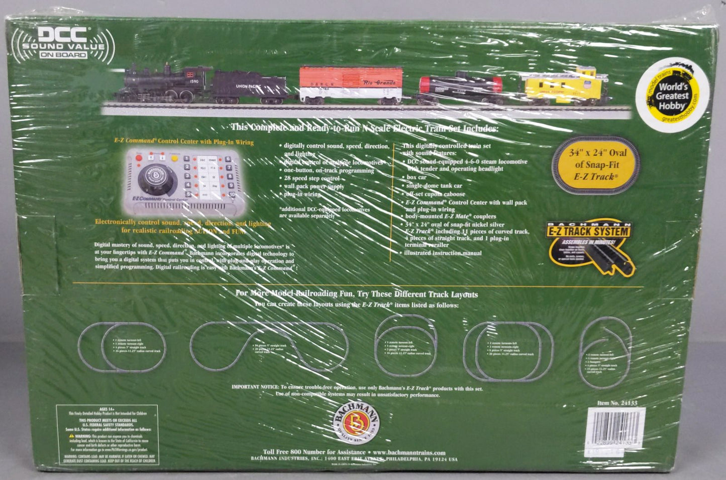 Bachmann 24133 N Scale Whistle-Stop Special Steam Starter Freight Train Set MT/Box