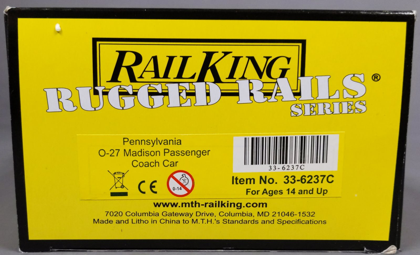 MTH 33-6237 O Pennsylvania Rugged Rails O-27 Madison Passenger Set (Set of 4)