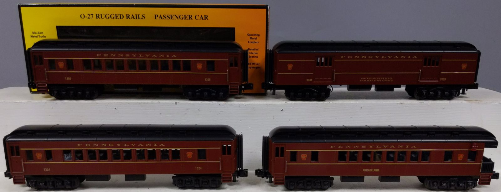 MTH 33-6237 O Pennsylvania Rugged Rails O-27 Madison Passenger Set (Set of 4)