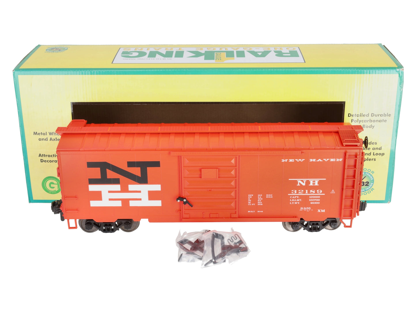 MTH 70-74081 G Scale New Haven Railking 40 ft Box Car #32189 - Metal Wheels