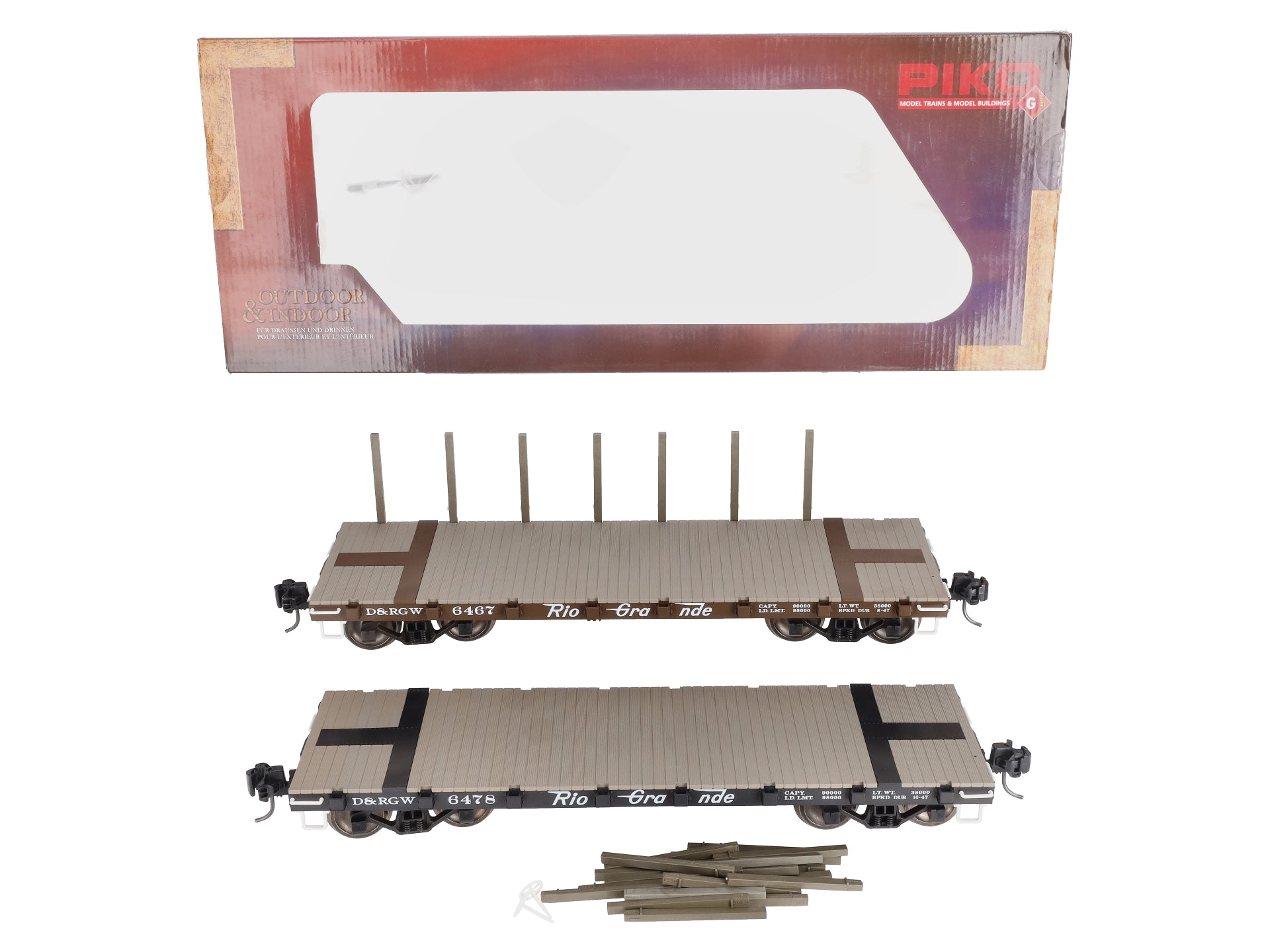 Piko 38778 G Denver & Rio Grande Western Flatcar with Stakes (Set of 2)