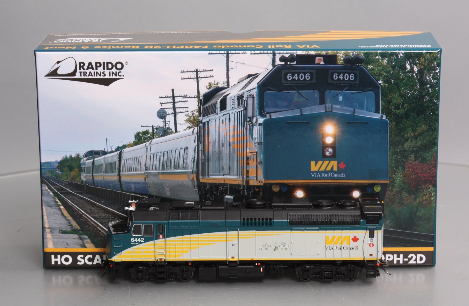 Rapido Trains 82507 HO Via Rail F40PH-2D Diesel #6442 w/ DCC & Sound