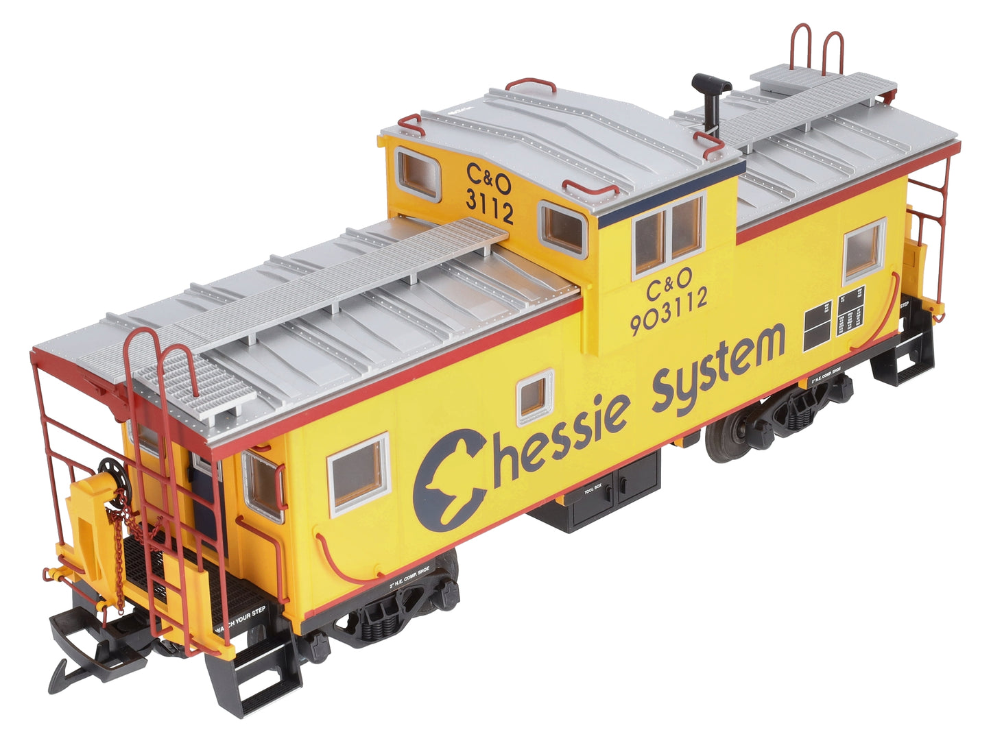 USA Trains 12128 Chessie Illuminated Ext. Vision Caboose #903112 - Metal Wheels