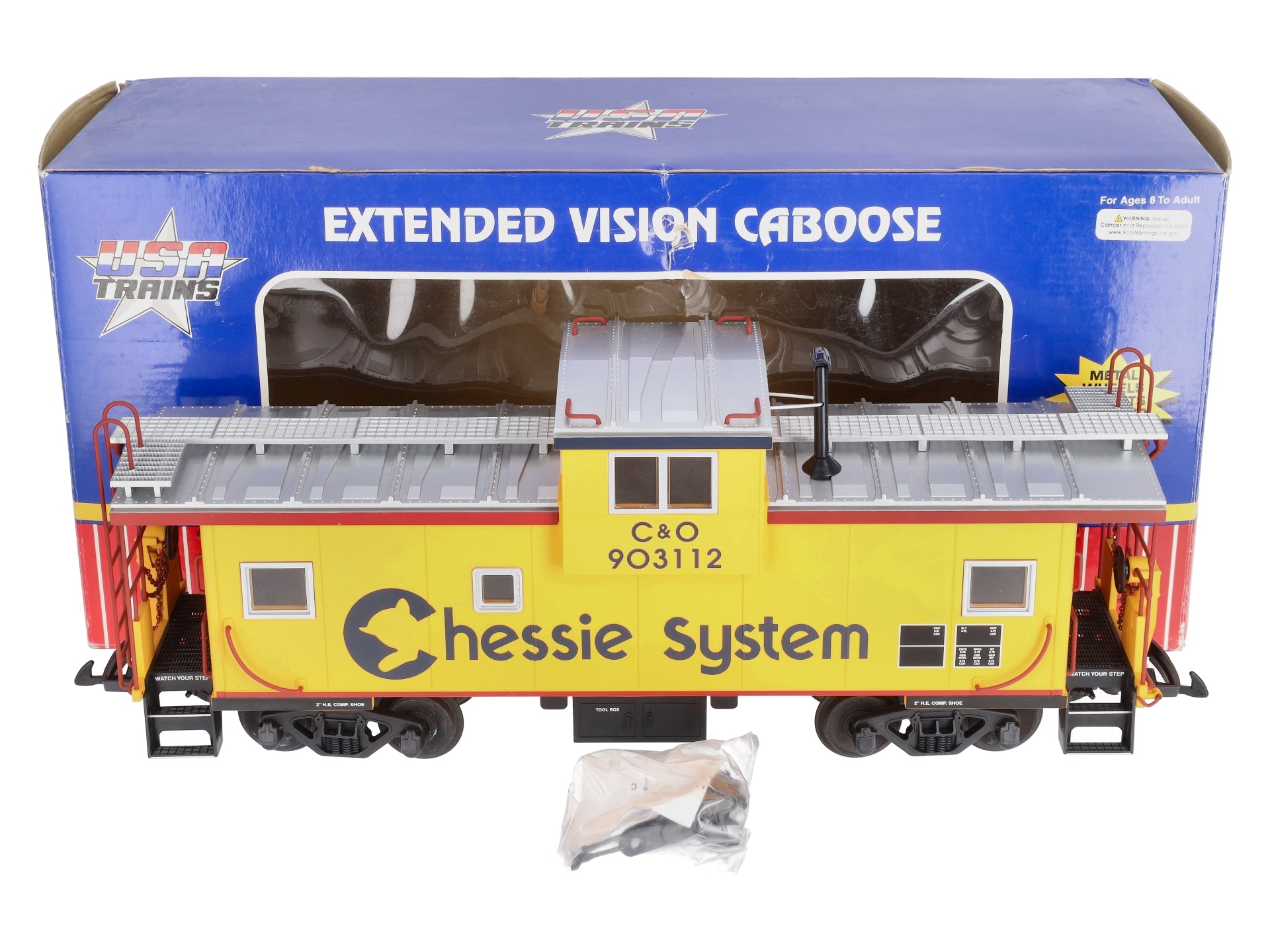 USA Trains R12128 Chessie Illuminated Ext. Vision Caboose #903112 - Metal Wheels LN/Box