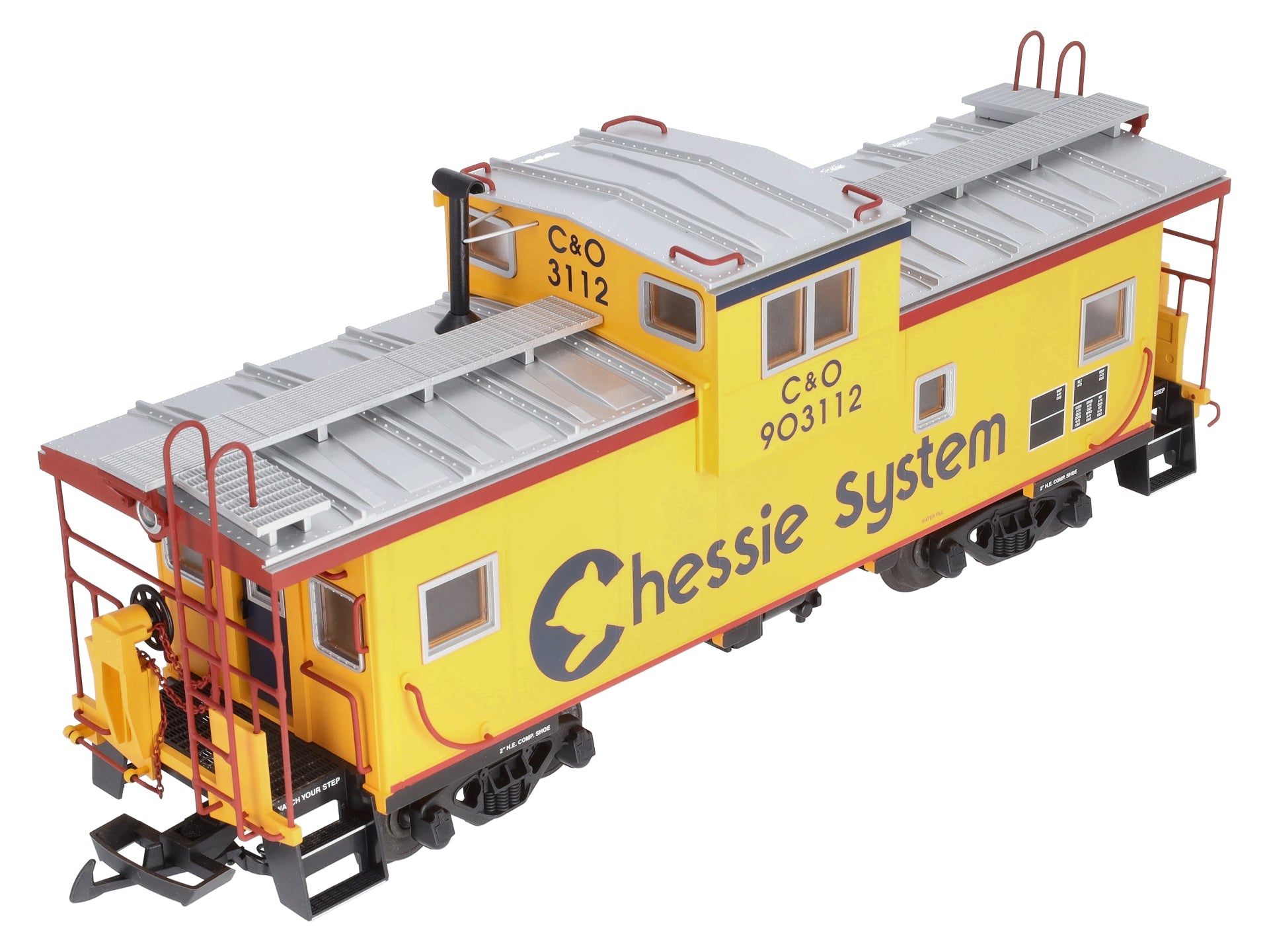USA Trains R12128 Chessie Illuminated Ext. Vision Caboose #903112 - Metal Wheels LN/Box
