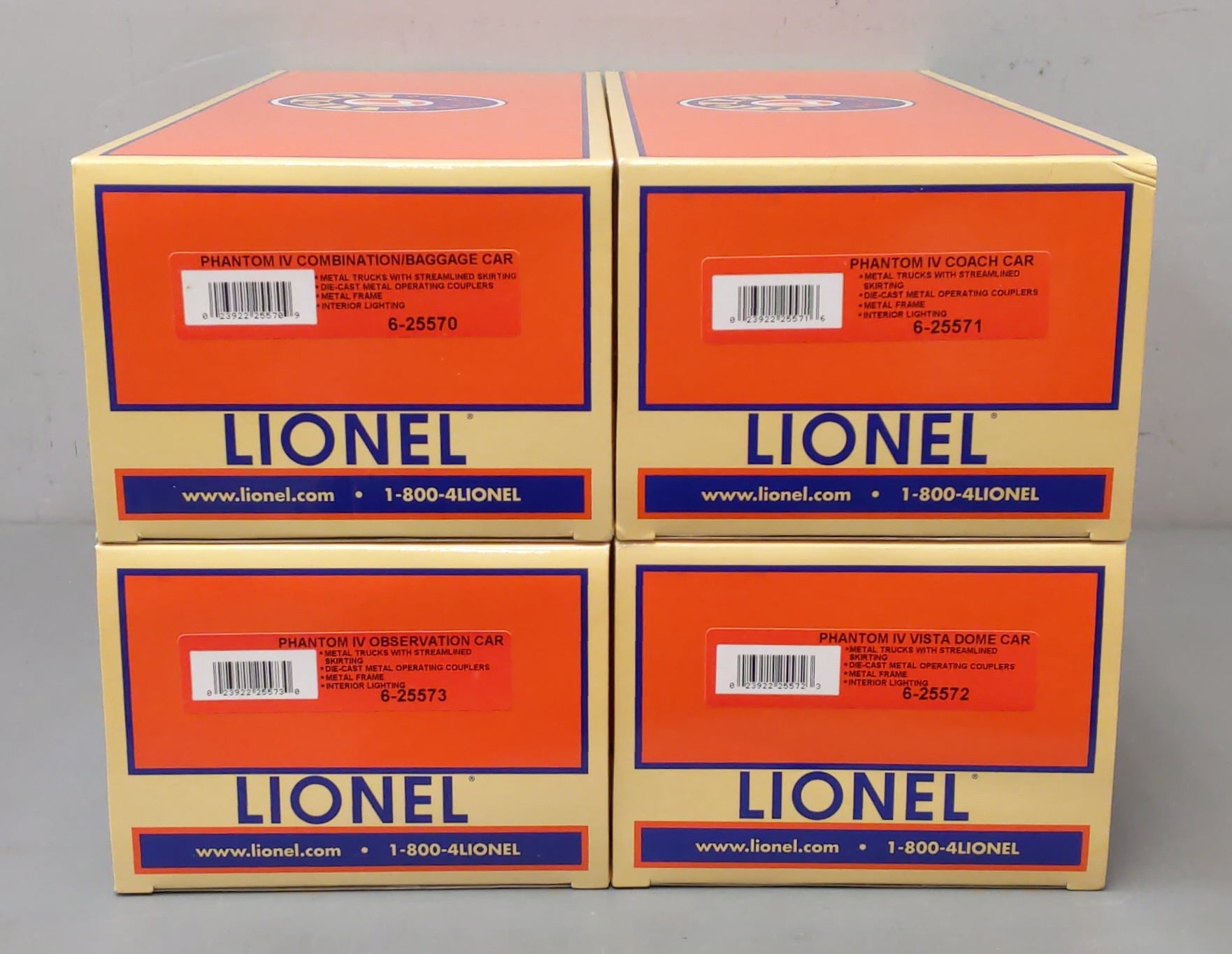 Lionel 6-25559 O Phantom IV Passenger Cars (Pack of 4)