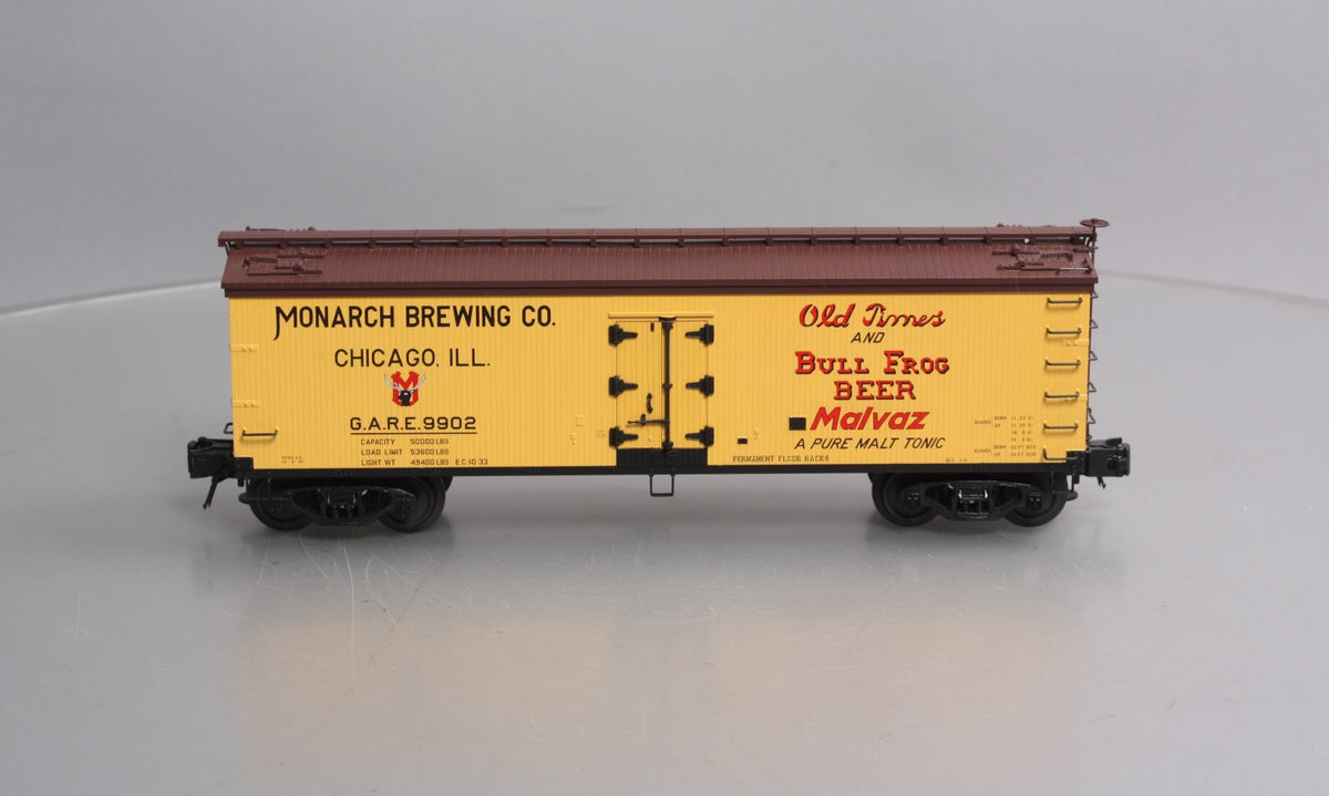 Atlas 8140-3 O Gauge Monarch Brewing Co. Reefer Car #9902 - 3 Rail NIB
