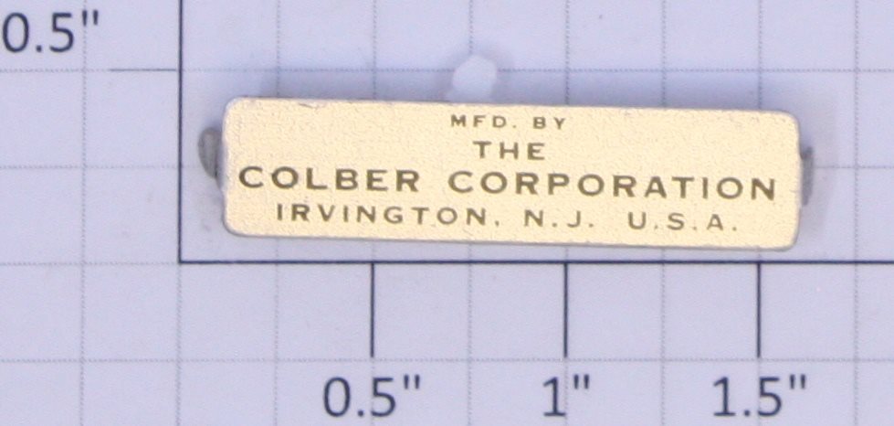American Flyer 772-1 Cobler Tower Metal Nameplate "Colber Corporation