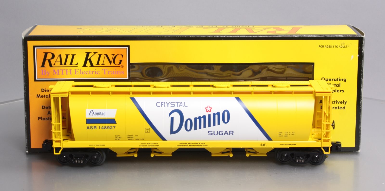 MTH 30-75112 O Domino Sugar 4-Bay Cylindrical Hopper Car LN/Box