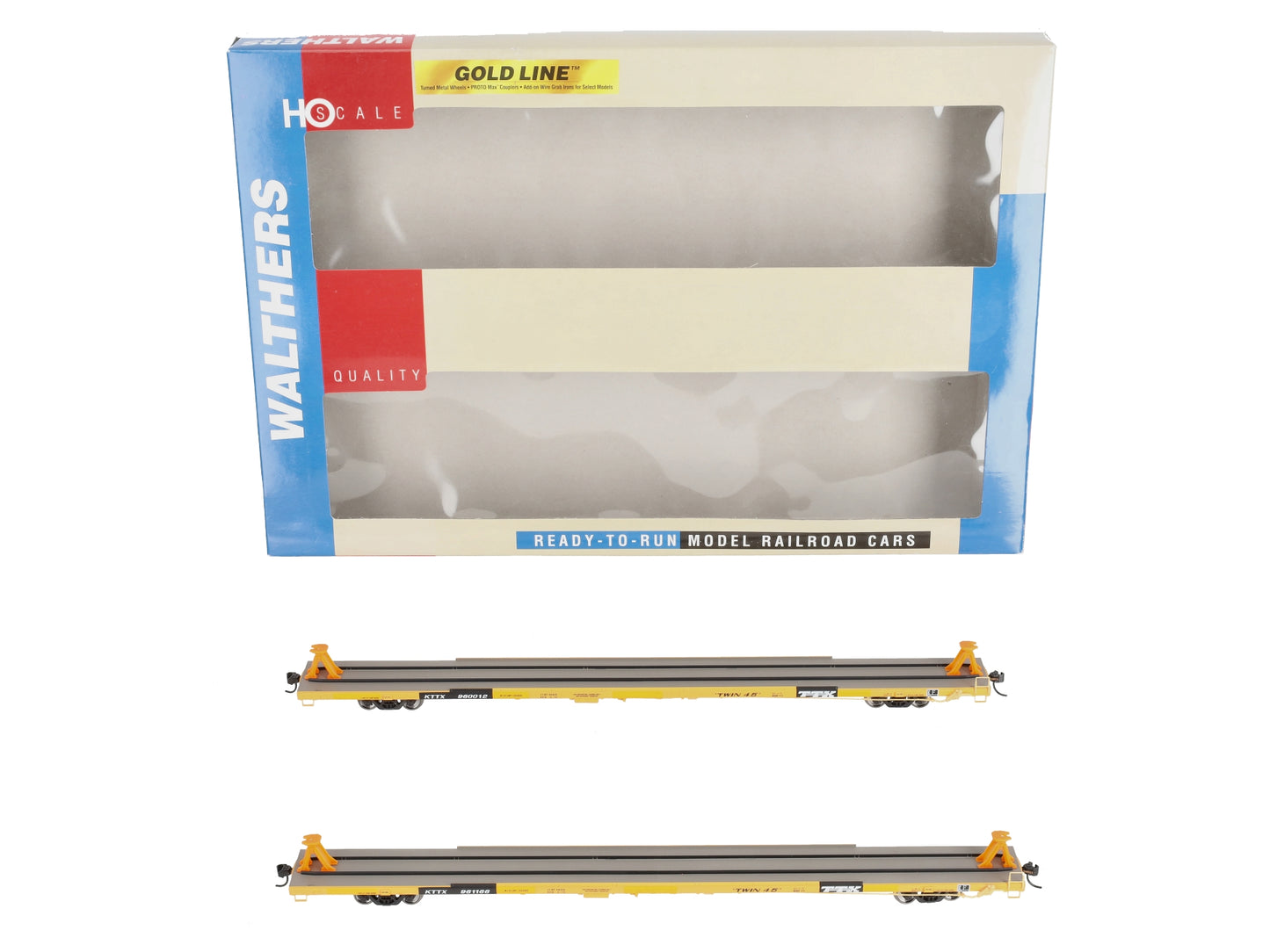 Walthers 932-240327 HO KTTX Gold Bethlehem 89'4" Flush Deck Flatcar (Set of 2)