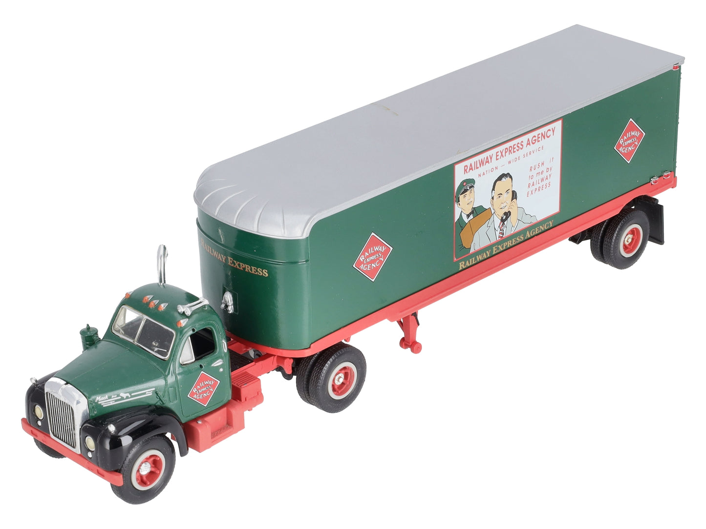 Railway Express 19-1654 1:34 Scale 1960 Model B-61 Mack Tractor Trailer EX/Box