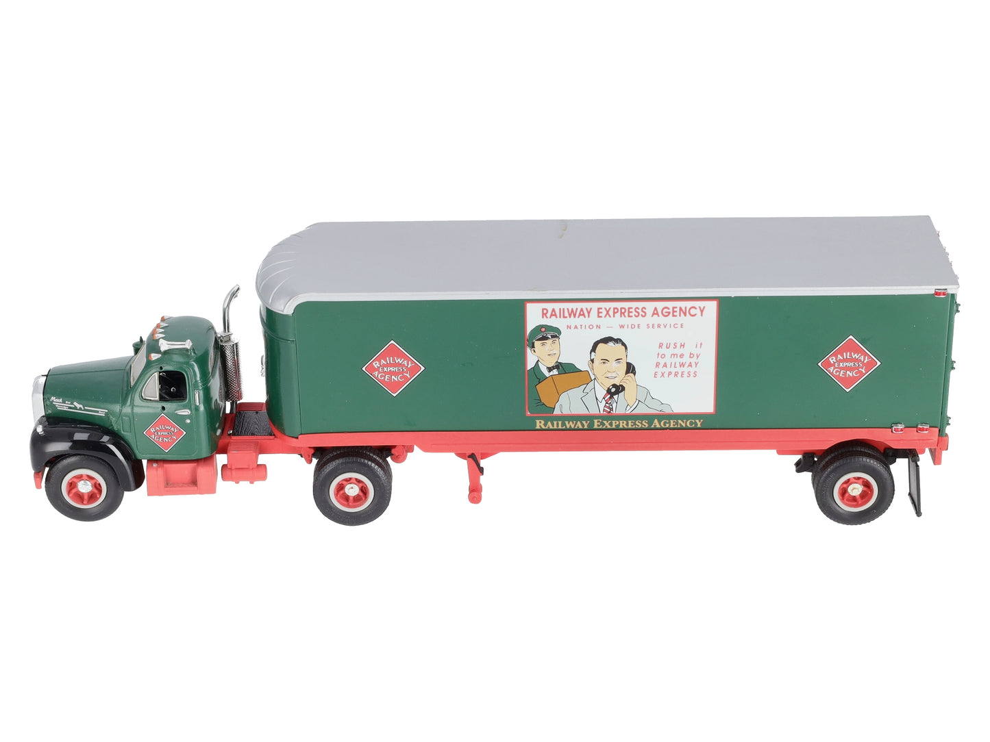 Railway Express 19-1654 1:34 Scale 1960 Model B-61 Mack Tractor Trailer EX/Box