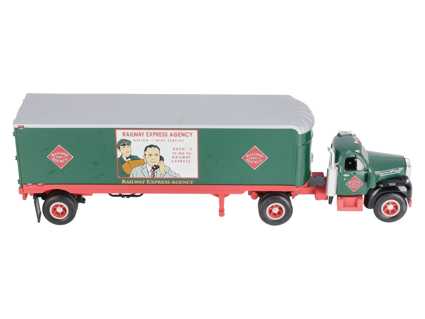 Railway Express 19-1654 1:34 Scale 1960 Model B-61 Mack Tractor Trailer EX/Box