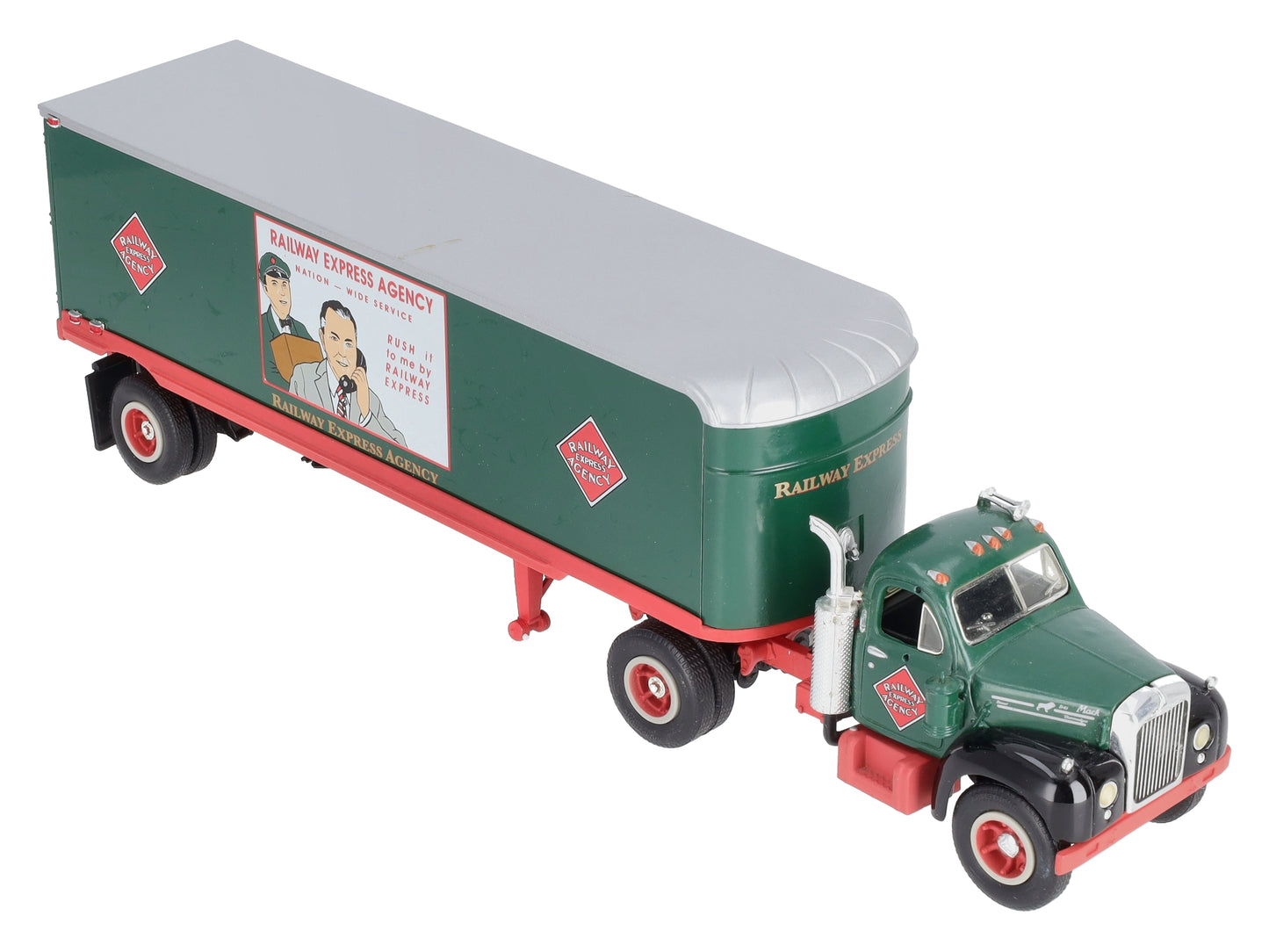Railway Express 19-1654 1:34 Scale 1960 Model B-61 Mack Tractor Trailer EX/Box