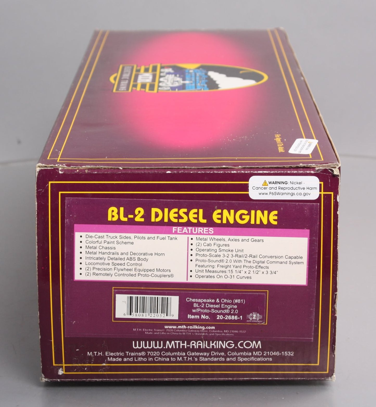 MTH 20-2686-1 Chesapeake & Ohio BL-2 Diesel Engine w/PS2 #81