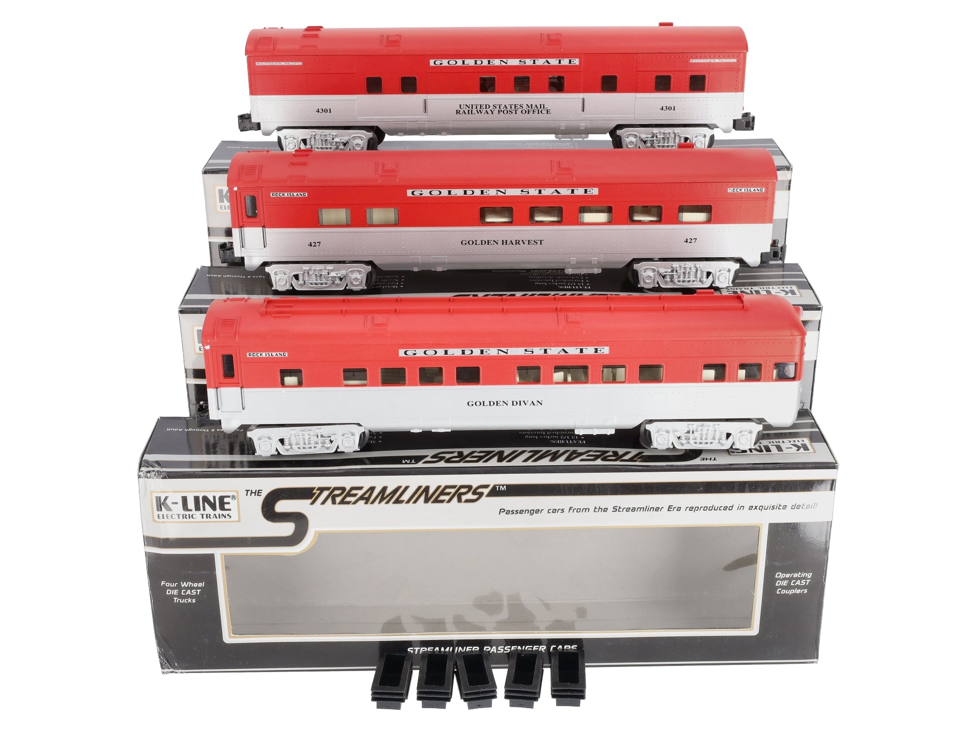 K-Line K4532E O Golden State Streamliner Passenger Cars (Set of 3) NIB