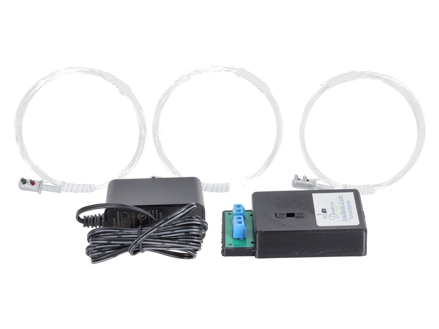 Dwarvin DVTSB2-1S HO Turnout Snap Bipolar 2 Wire 3 Silver Signals Kit w Power