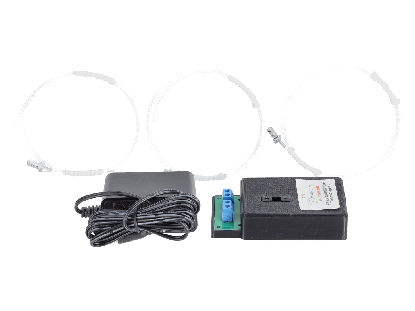 Dwarvin DVTSB2-2S N Turnout Snap Bipolar 2 Wire 3 Silver Signals Kit w/ Power