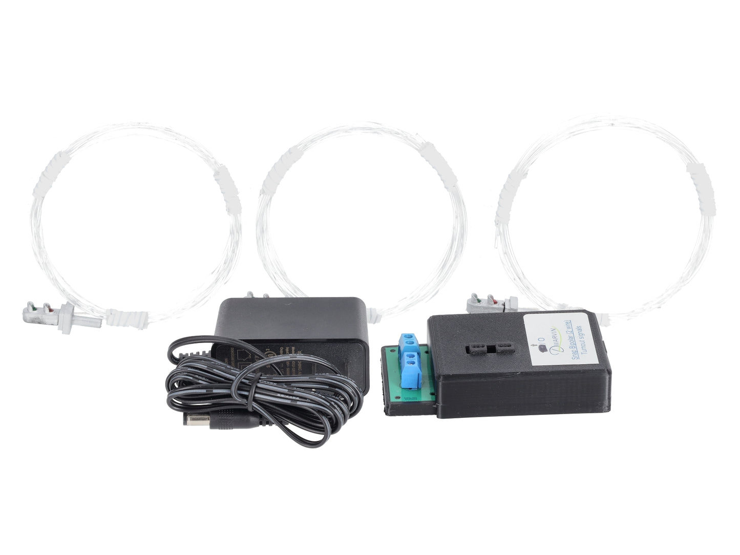 Dwarvin DVTSB2-3S O Turnout Snap Bipolar 2 Wire 3 Silver Signals Kit w/Power