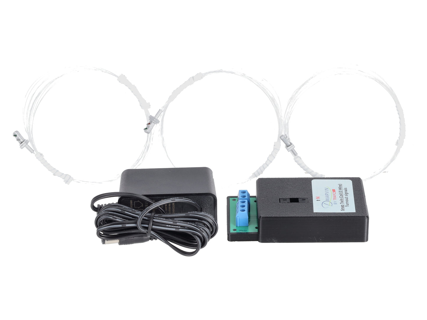 Dwarvin DVTSTC3-2S N Turnout Twin Coil 3 Wire 3 Dwarf Signals w/Pwr - Silver