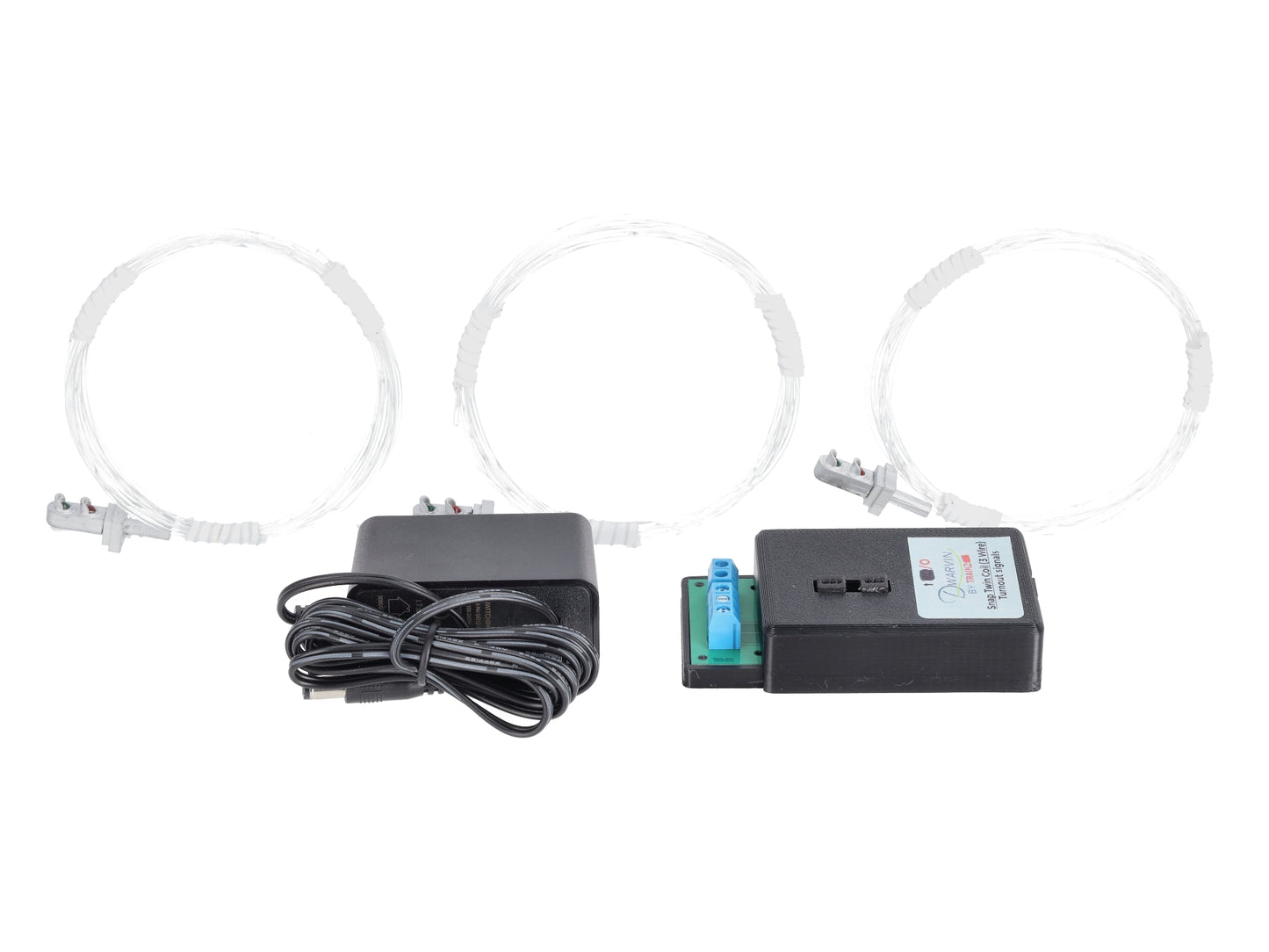Dwarvin DVTSTC3-3S O 3R Turnout Twin Coil 3-Wire 3 Signals Kit w/ Pwr - Silver