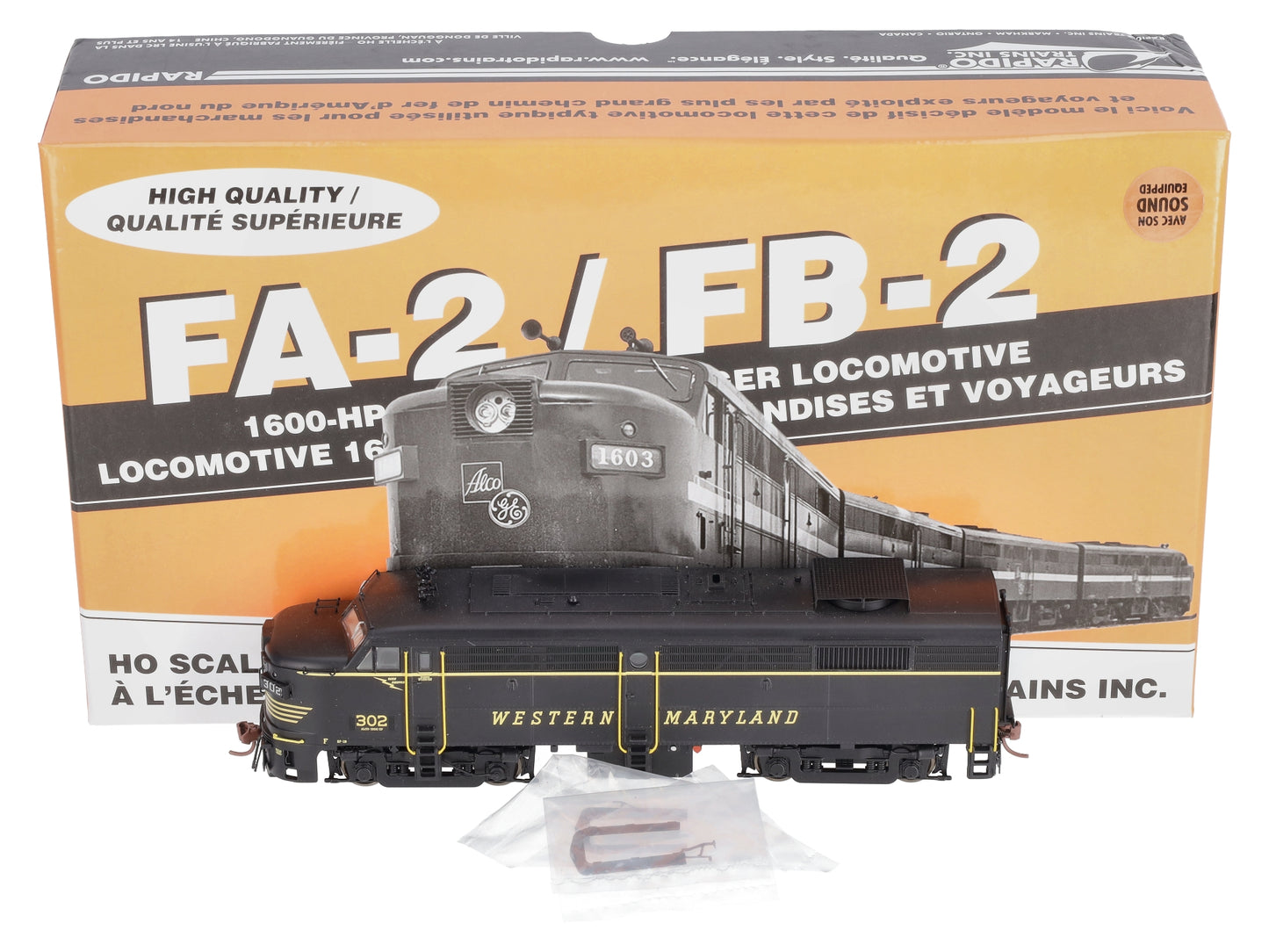 Rapido Trains 21598 HO FA-2 WM Speed Lettering Diesel Locomotive #302 w/Sound