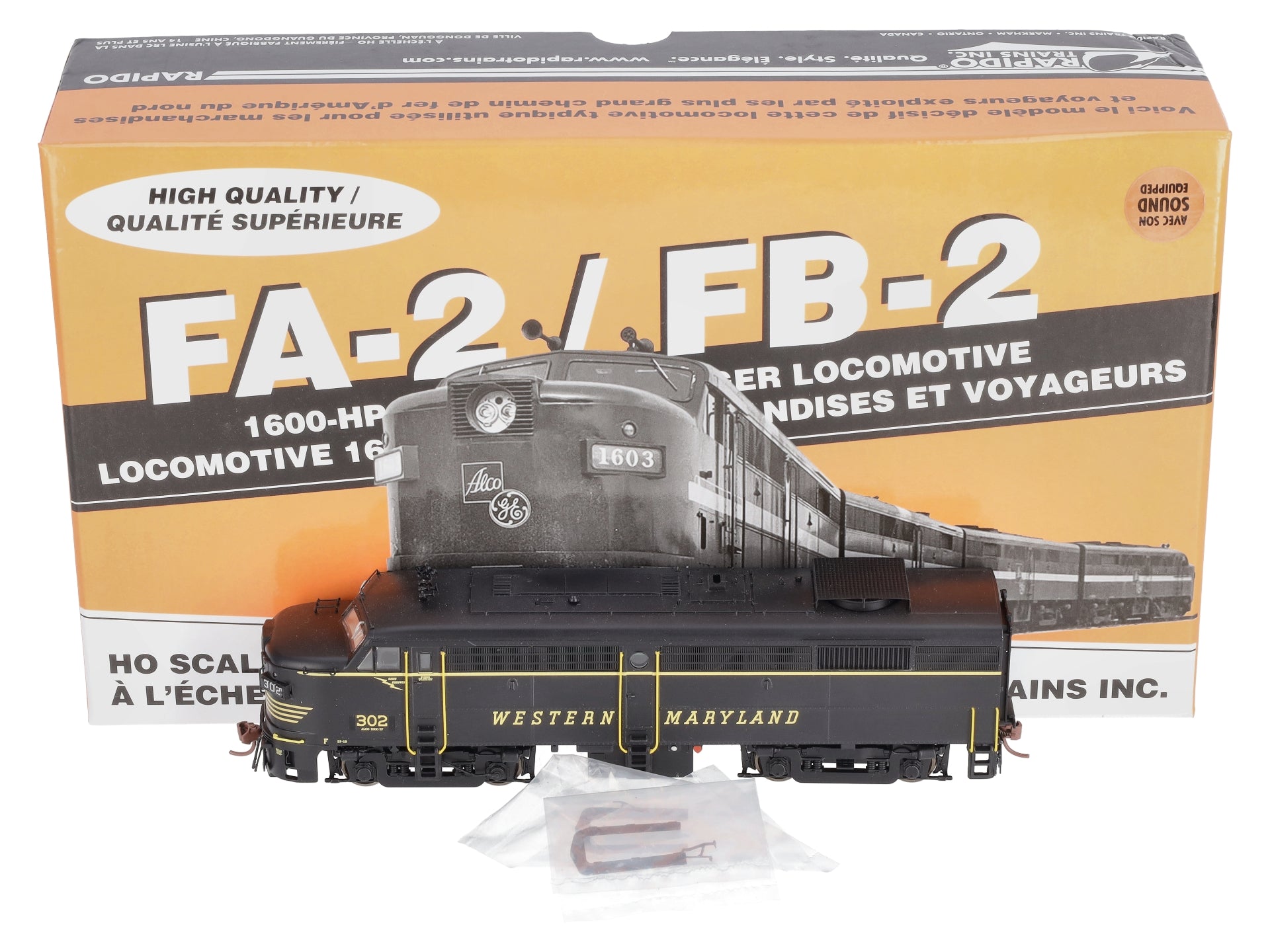 Rapido Trains 21598 HO FA-2 WM Speed Lettering Diesel Locomotive #302 w/Sound